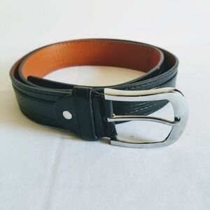 Black Genuine Leather Belt 45"